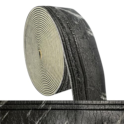 Bordüre Selbstklebend -10m x 10cm x 5mm- 3D Stuckleisten Wand, Zierleisten Selbstklebend, Wasserdicht Wandbordüre, Leisten Selbstklebende, Roll Border Trims für Ecken Linien Decken Dekoration, Schwarz