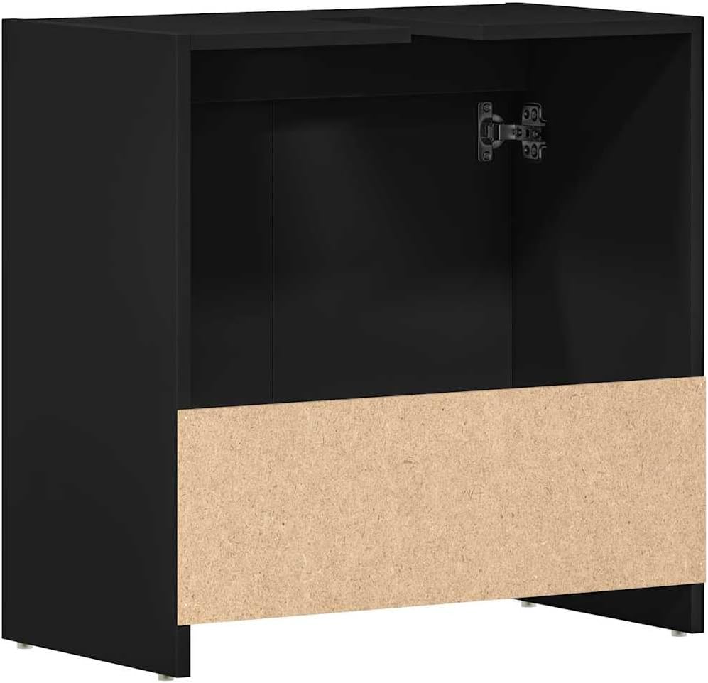 Bathroom Cabinet Black Engineered Wood 23.6 x 13 x 24 in Wall-Mounted Minimalist Vanity Set Storage Solution for Bathroom Furniture Sets and Vanity Combo