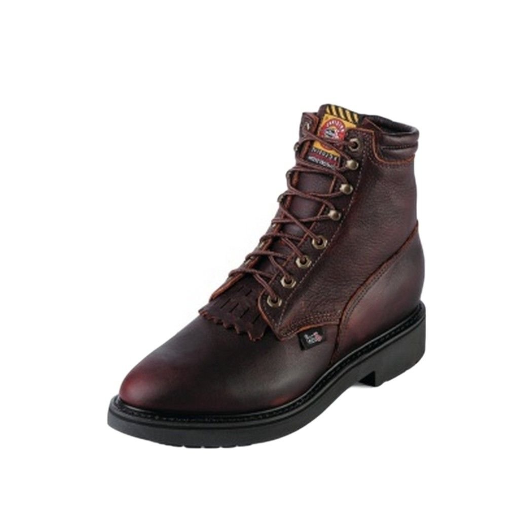 Justin Mens Dbl Cmfrt Lacer 6in Briar Work Boots