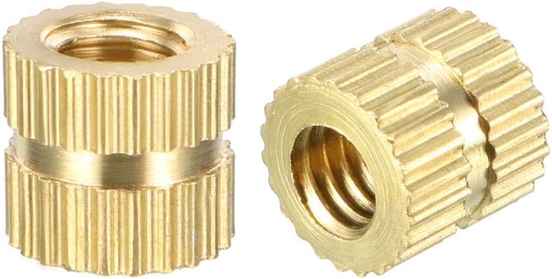 sourcing map Knurled Insert Nuts - 50Pcs M4 x 6mm Length x 6.4mm OD Female Thread Brass Threaded Insert Embedment Nut for 3D Printer