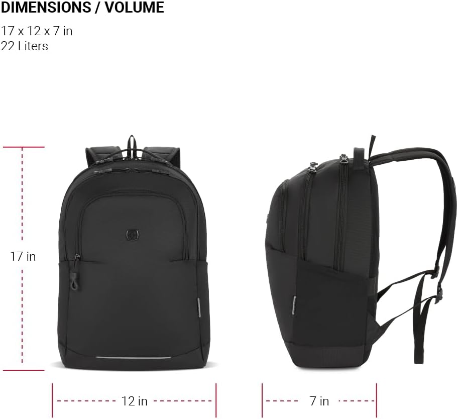 SwissGear Orientation Laptop Backpack, Black, 17"x12"x7" - Image 5