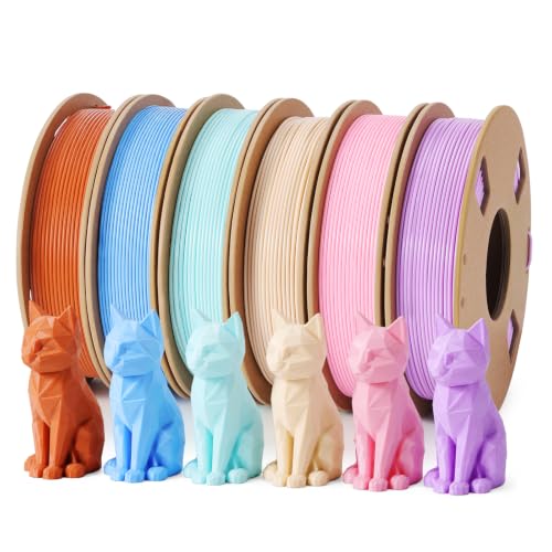 AmeLeis PLA 3D Printer Filament Bundle 1.75mm 6 Colors Pastel 250g Each
