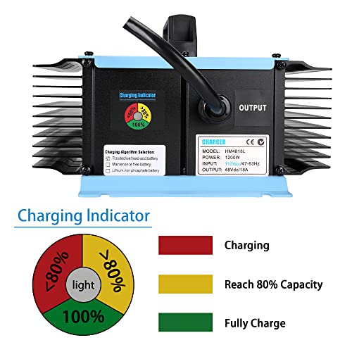 10L0L 18Amp Golf Cart Battery Fast Charger 48V For Yamaha G29 Apply To Three Different Battery Types - Blue #TOP1
