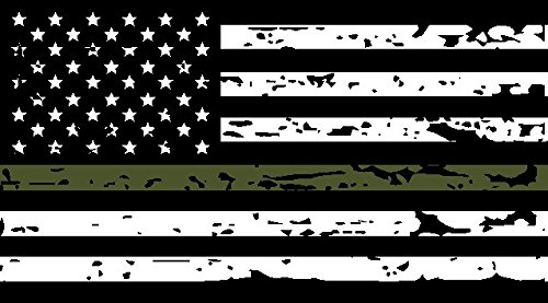 K9King Tattered Light Green Line Military Skull American Flag Sticker | Self Adhesive Vinyl Decal Sticker | Law Police | Made in USA | Show Your Support for Our Law Enforcement