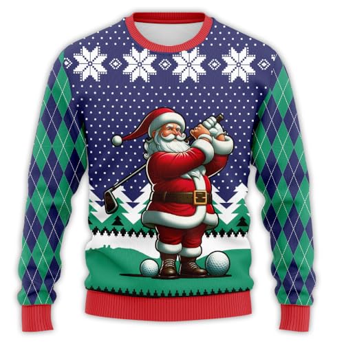 HANZSPROUT Golf Funny Ugly Christmas Sweater for Women Men, 3D