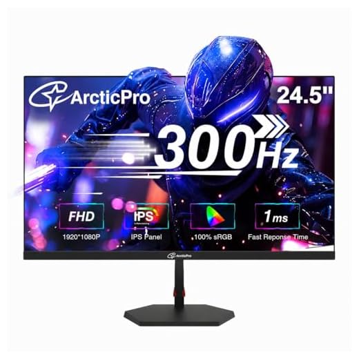 ArcticPro 24.5 inch 300Hz 240Hz Gaming Monitor, FHD 1080p, 1ms, Fast IPS Monitor, Adaptive sync, PC Monitor, sRGB 120%, Ultra Slim, DP x2, HDMI x2, VESA, with DP Cable up to 300Hz