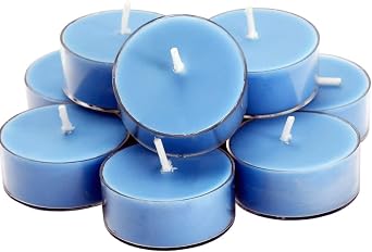 DEYBBY SoyWax Scented Tealight, 12 Pack Natural Fragrance Long Lasting Clear Cup Aromatherapy Candle Set, Smokeless& Long Lasting|for Gfit, Anniversary, Resturant|Ocean Breeze