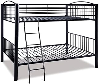 Bowery Hill Modern Heavy Metal Full Over Full Bunk Bed in Black