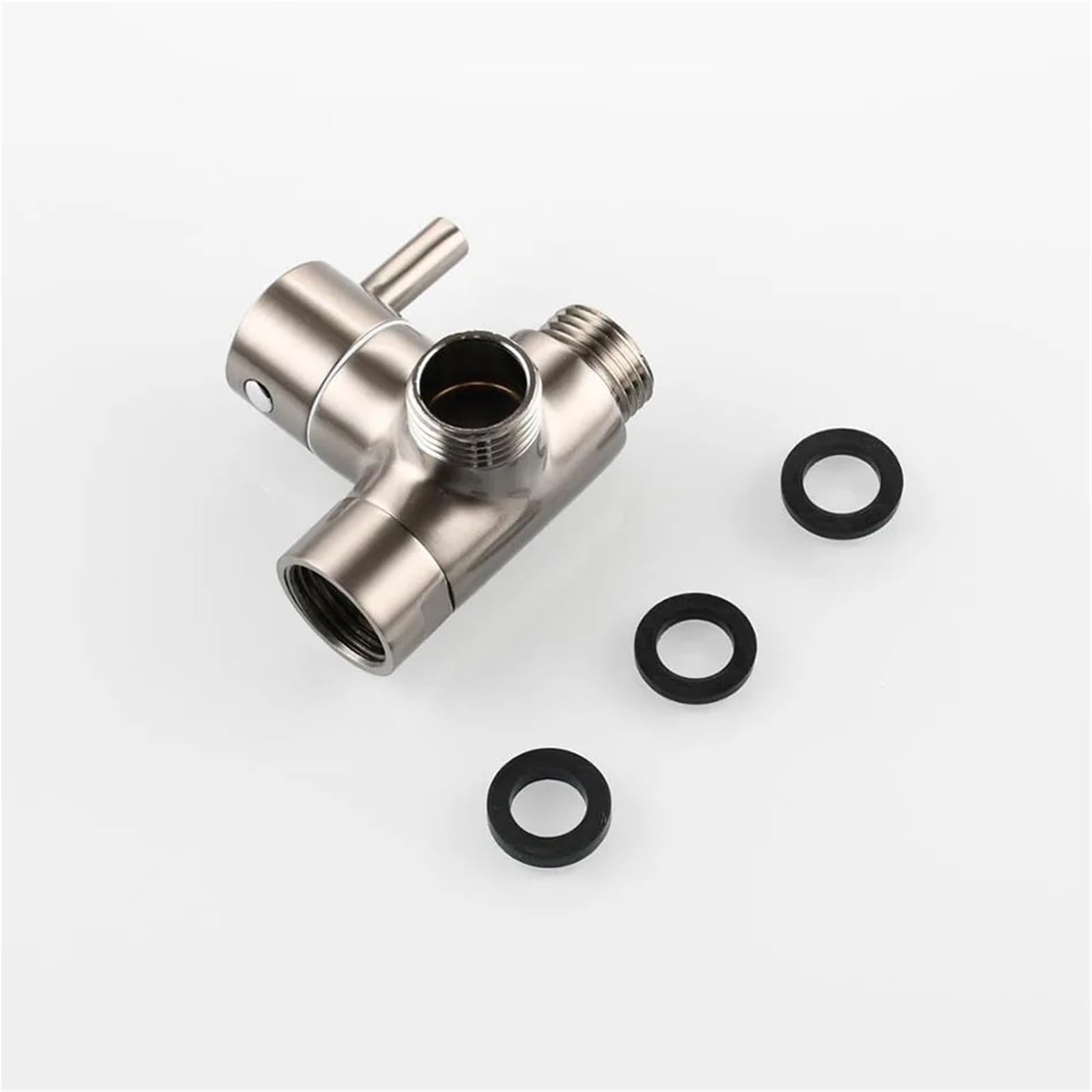Válvula de ángulo de grifo de latón de 3 vías, válvula desviadora de ducha G1/2 ''para cabezal de ducha de mano y cabezal de ducha fijo Para Cocina, BañO(Black)