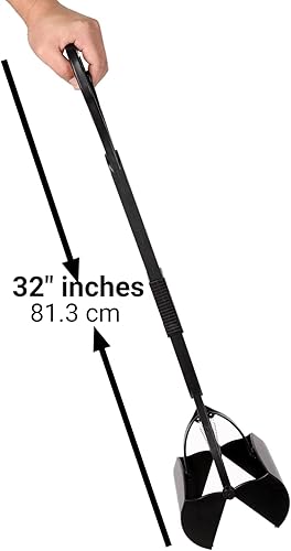 Miniatura 3 de Mr. Peanut's Recogedor de excremento de perfil alto de 32 pulgadas, marco y contenedor de ABS resistente, abrazadera de doble resorte duradera,