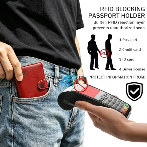 Image of ZOPPEN Passport Holder RFID Blocking Travel Wallet, Scarlet Red | Passport Cover with Multiple Card Slots, Water-Resistant & Easy-Carry, Must-Have Travel Accessory for Men & Women.