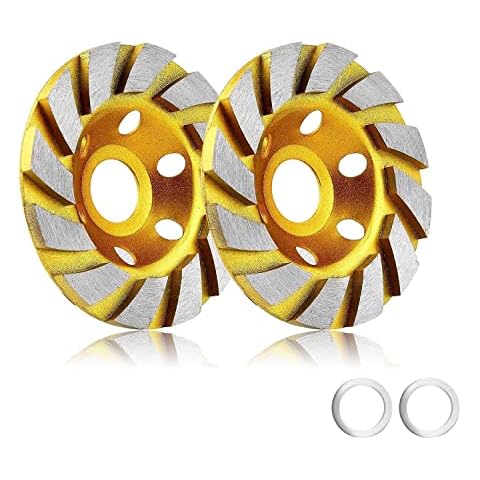 2pcs-4 Inch Concrete Stone Ceramic Turbo Diamond Grinding Cup Wheel,12 Segs Heavy Duty Angle Grinder Wheels for Angle Grinder (Yellow) Cover