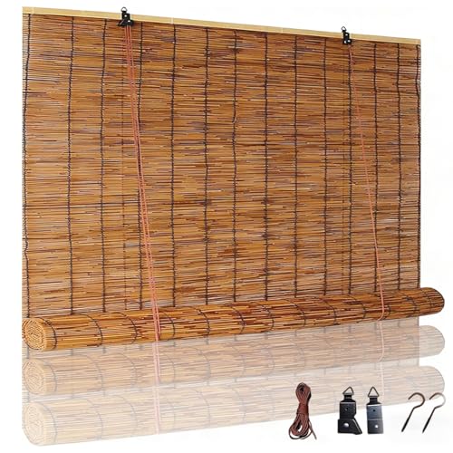 Persianas Enrollables De Bambú, Cortinas Bambu Exterior Estor Impermeables, 40 60 80 100 120 140 160 180cm Persiana Ajustable Opaca De Ocultación con Ajuste De Cuerda