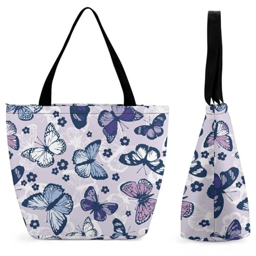 Sac shopping papillons bleus idéal pour vos voyages et sorties quotidiennes