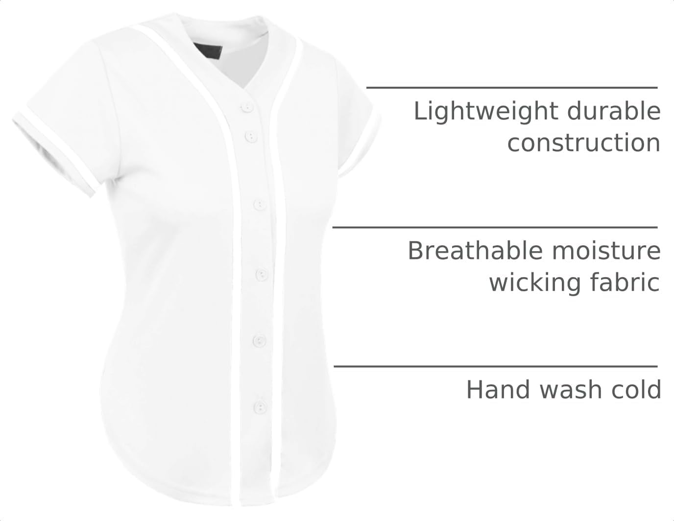Hat and Beyond Womens Baseball Jersey Button Down Tee Short Sleeve Softball Active Shirts