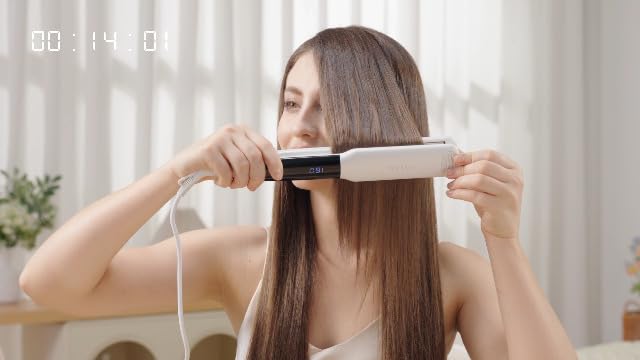 Bild 6 - ANLAN Glätteisen und lockenstab 2 in 1, Professionelles Ionen glätteisen, Anti-Statisch, Infrarot glätteisen Für glattes, glänzendes Haar, Profi-Ergebnisse, 150-230°C Keramikbeschichtung, LCD-Display