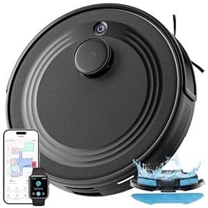 LEFANT M2 Staubsauger Roboter mit No-Go-Zonen, Saugroboter mit Wischfunktion 6000Pa, 2.4G/5GHz Wi-Fi, 140Min, Mehrstufiges Mapping, Saug und Wischroboter für Tierhaare, Teppiche und Hartböden, Schwarz