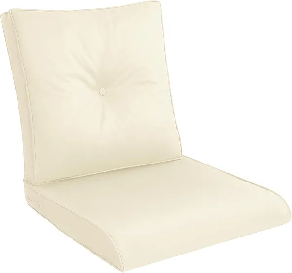 Pauwer Outdoor Chair Cushions Set, 22x24 Inch Waterproof Deep Seat Cushions for Outdoor Furniture, High Resilience Foam Patio Furniture Cushions with 22x22 Back Cushion for Chair Sofa Couch, Beige