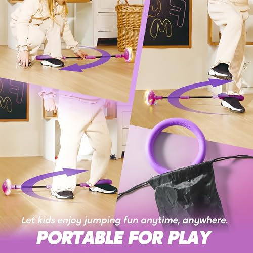 JOYIN Swing Wheel mit Lichtrad,Blinkender Springring Fußkreisel Kinder,Sport Sprungball,Flash Jumping Ball Drinnen&draußen,Geschenke mädchen 6 7 8 9 10 Jahre Lila