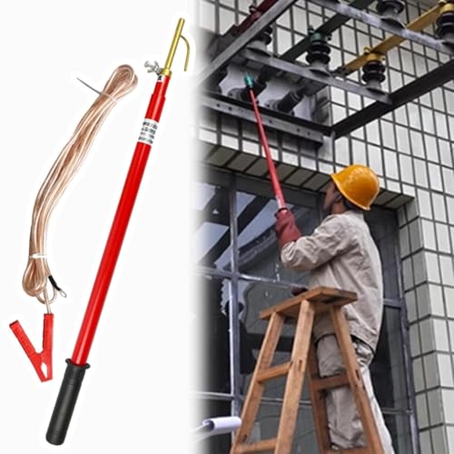 高電圧絶縁放電棒 - 赤色エポキシ樹脂、10kV/35kV/110kV/220kVポータブル放電棒伸縮ポールツール、電力操作、工業生産用(35 kV - 1.5m/59in/4.9ft(3 Sections))