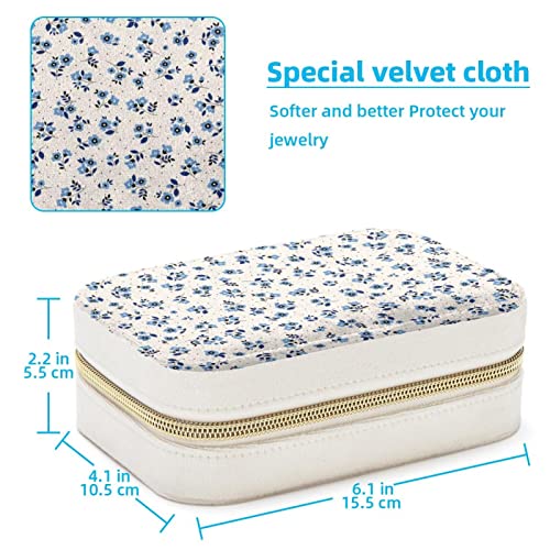 Boîte à bijoux portable à fleurs bleues pour vos week-ends - 5