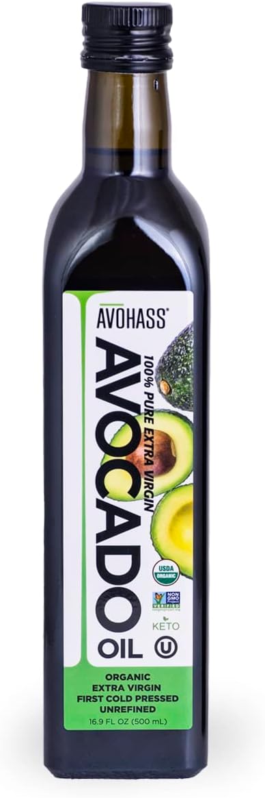 Avohass Mexico USDA Organic Certified Extra Virgin Avocado Oil 16.9 fl oz Bottle