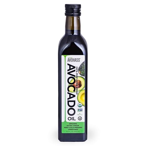 Avohass Aceite de aguacate virgen extra virgen certificado orgánico USDA de México, botella de 16.9 onzas líquidas