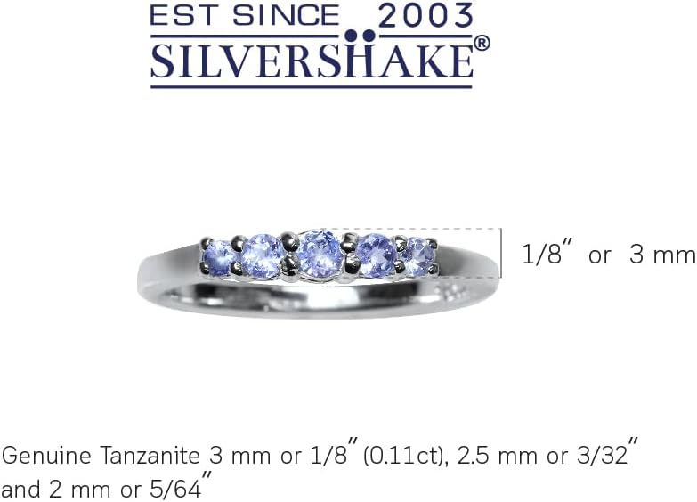 Silvershake 5-Stone Extra Petite Round Shape Gemstone White Gold Plated or Yellow Gold Plated 925 Sterling Silver Minimalist Journey Stackable Ring Jewelry for Women or Teen