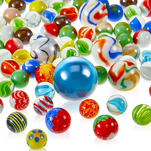 100 Pieces Colorful Glass Marbles Set, Cat Eye Marbles Games, Marbles For Kids, Diy Home Vase Decoration 1.38 Inch 0.98 Inch 0.86 Inch 0.6 Inch, Assorted Colors, Styles, And Finishes #TOP24