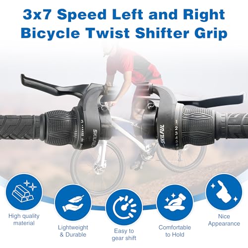 MEGHNA 21 Speed Fahrrad Schalthebel 3x7 Revoshifter Set 7 Fach Drehgriff-Schalter Twist-Schalthebel für Fahrräder Rennrad Mountainbike Citybike Faltrad Fahrradzubehör