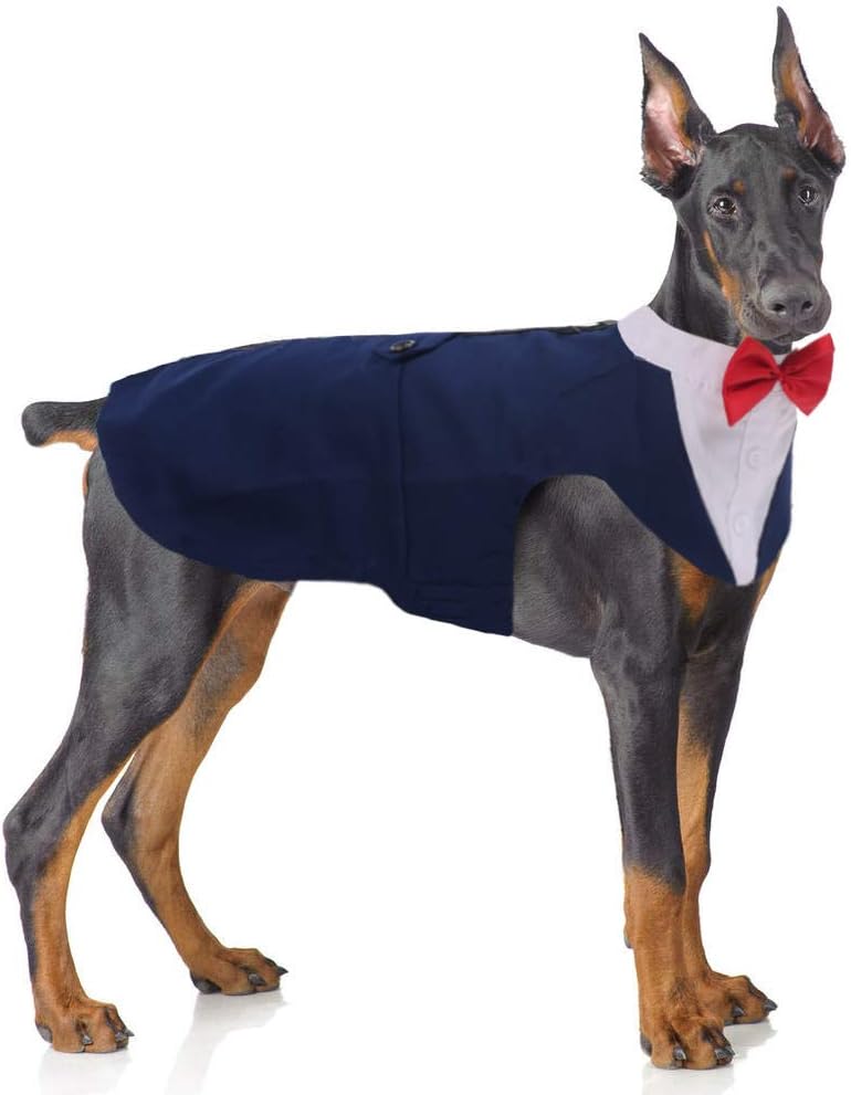 Formal Tuxedo for Medium Large Dogs Wedding Pet Dog Bow Tie Suit Dress, Gentleman Dog Attire with Bowtie