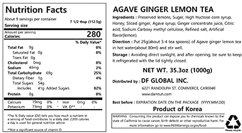 Damtuh Korean Citron Tea With Honey 35.27 Oz + Ginger Lemon Tea With Agave 35.27 Oz #TOP6