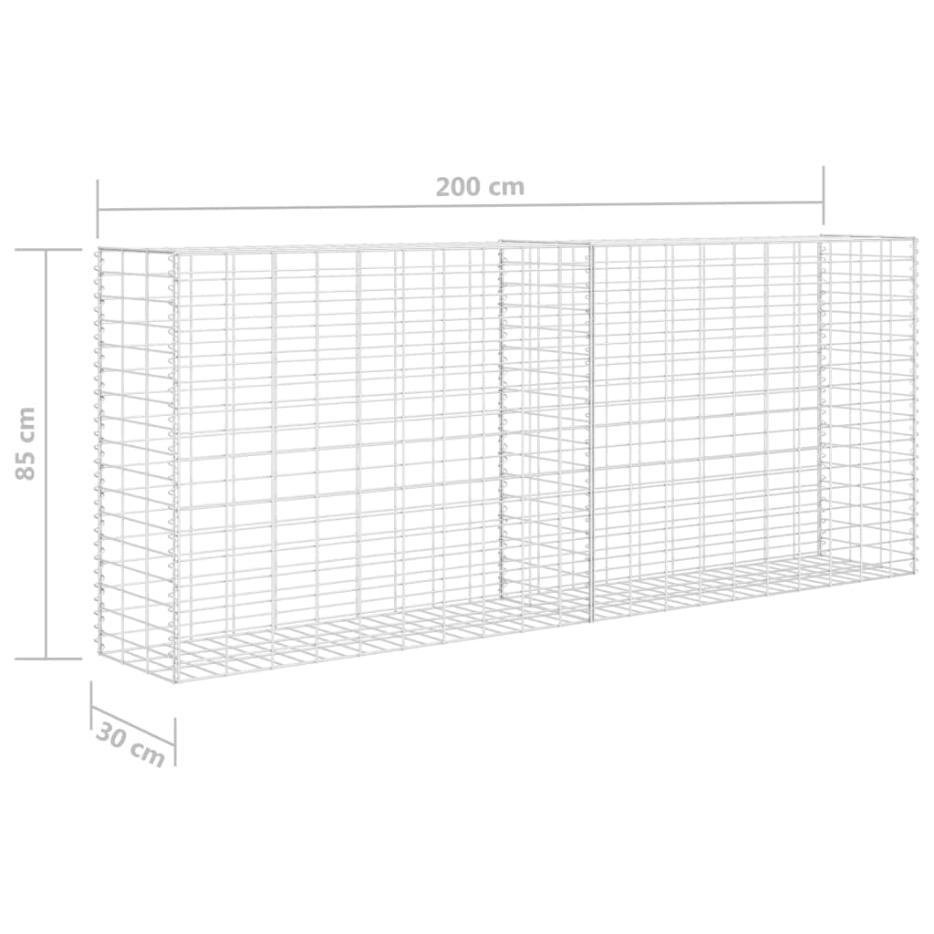 Gabione Verzinkter Stahl 85x30x200 cm robustes Zaunelement mit 3,5 mm Drahtdurchmesser, sichtschutz Gartenzaun für Terrasse, Balkon, Vorgarten, windschutz, trennwand, außenbereich