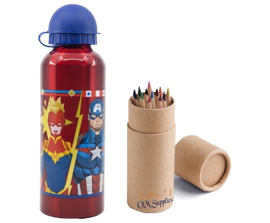 OM SUPPLIES Avengers Characters Aluminium Sports Bottle 530ml, Holiday