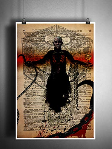 Pinhead Cenobite Hell priest from Hellraiser, horror movie art, creepy movie art