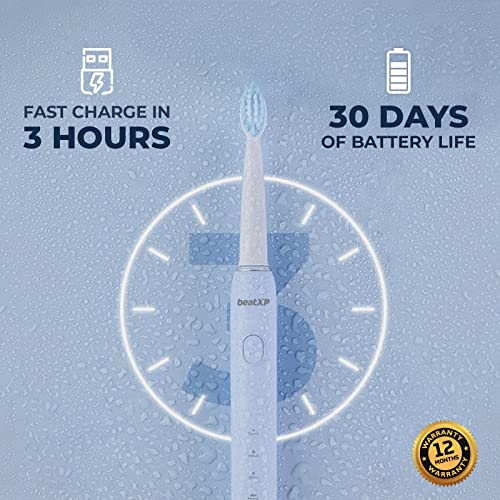 beatXP Buzz Electric Toothbrush for Adults with 2 Brush Heads & 3 Cleaning Modes|Rechargeable Electric Toothbrush with 2 Minute Timer &... - Image 4