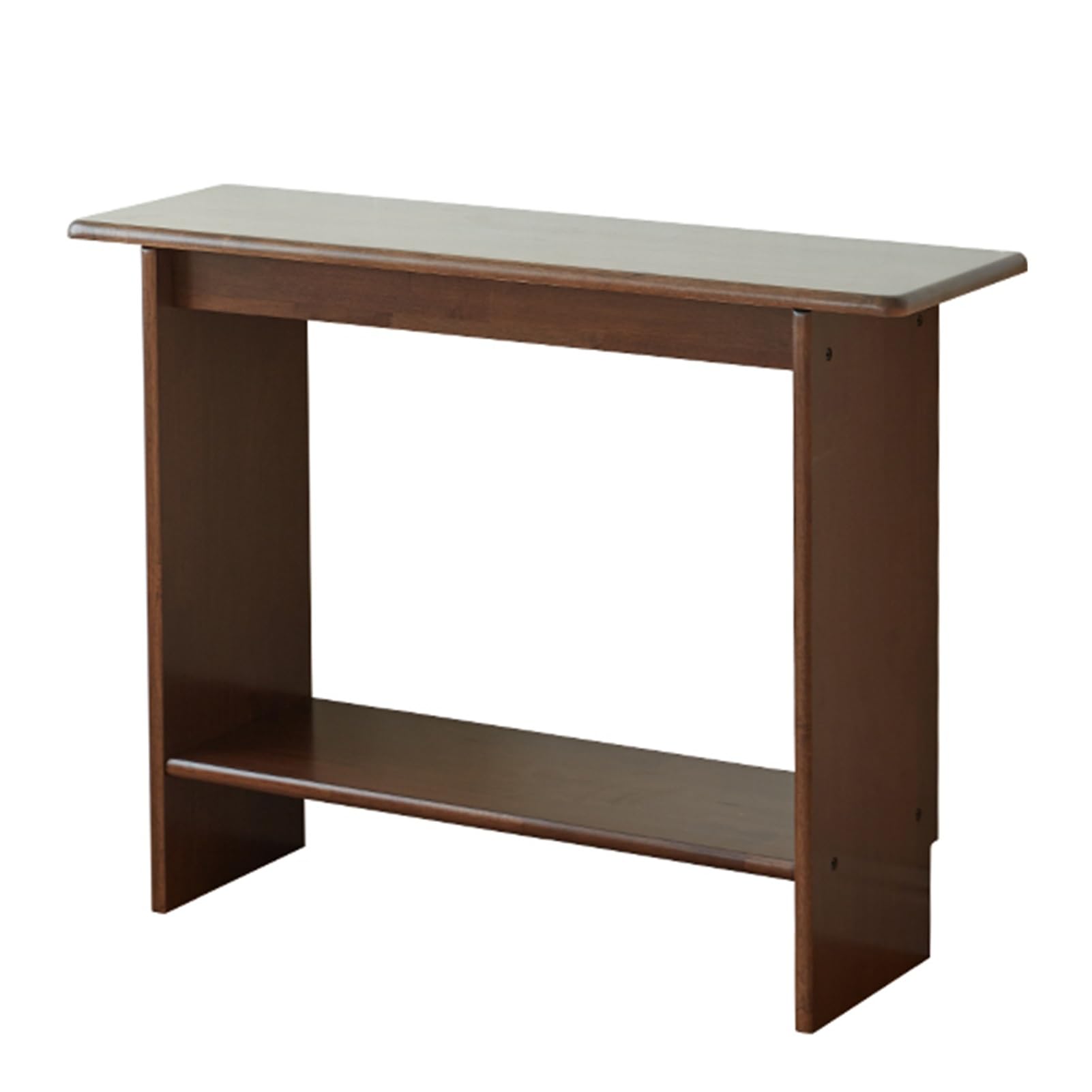 2-poziomowy stół konsolowy z otwartą półką, nogi z litego drewna, łatwy montaż, nowoczesny design, do salonu, kolor brązowy/drewno, 30 cm, stylowe i funkcjonalne meble