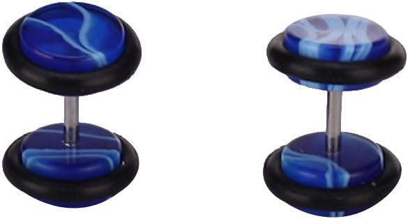 Pair Fake Cheater Ear Stretcher Expander 16G Stem Plug Stud Earring Blue