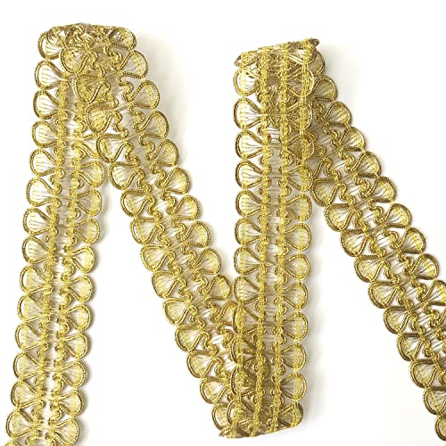 Levylisa 10.9 Yards Metallic Braid Lace Trim Lace Ribbon Decorated Gimp Trim For Sewing And Crafting (Gold) #TOP30