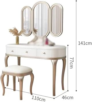 Dressing Table French with Makeup Desk Stool Integrated