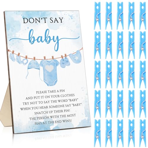 Baby Shower Games 100 Clothespins with 1 Don't Say Baby,Clothes,Blue by Unittype - Used condition - US$10.93