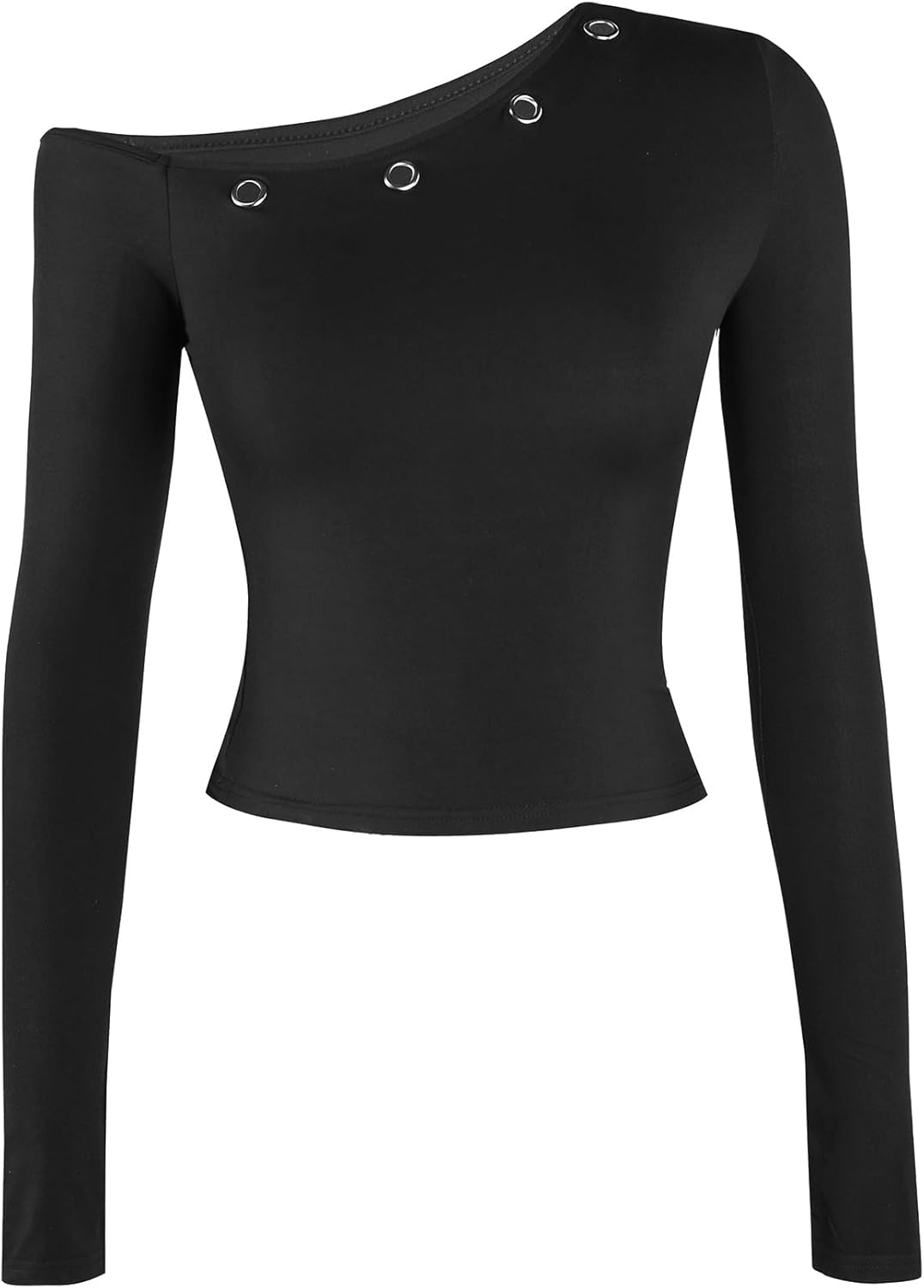 Remidoo Women Off The Shoulder Crop Top T Shirt Long Sleeve Tops Sexy Fitted Shirts - Image 3