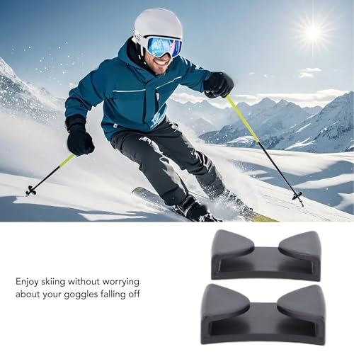 Srliya Skibrillen-Clips, Ski, 2 Stück, Skibrillen-Clips, Skihelm-Klemme Skibrillen-Fixierer Skihelm-Klemme, Wintersportbrillen-Fixierer Zum Skifahren (Schwarz)