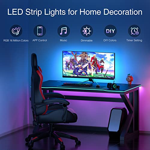 Image of Led Lights for Bedroom 32.8ft Music Sync Color Changing Strip Lights with Remote and App Double Control RGB Led Strip Light, for Room Home Brithday Party Decoration