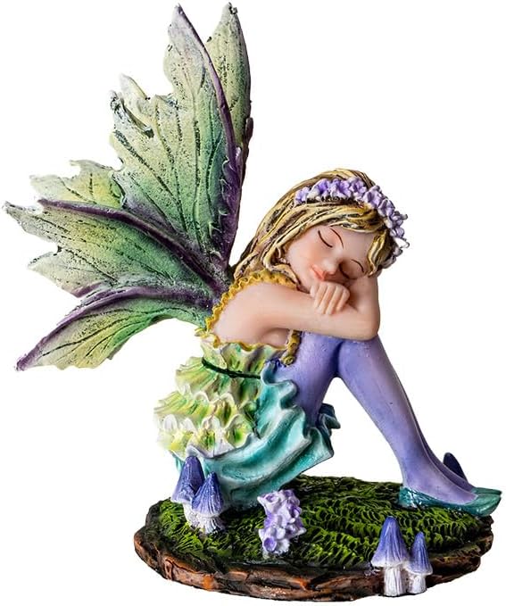 Pacific Giftware Dreamy Green Small Fairy Nap Figurine Fairy Figurine Asleep on Toadstool Home and Garden Decor