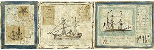Sailing Ships Blue Wallpaper Border in For Men Only