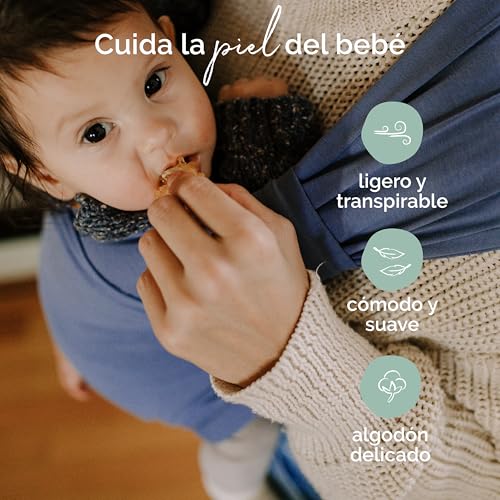 Boba Bliss Portabebés Recién Nacidos y Niños Pequeños, Mochila Portabebés Ergonómica, Fular Portabebé 2 en 1, Canguro para Bebé sin Ataduras, Fular Portabebé Suave y Elástico, 3-15kg (Vintage Blue) - imagen 3