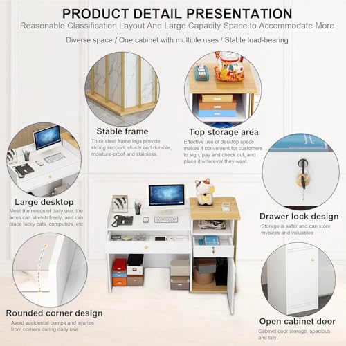Comptoir de Réception 120cm avec Tiroirs Sécurisés pour Commerce et Bureau