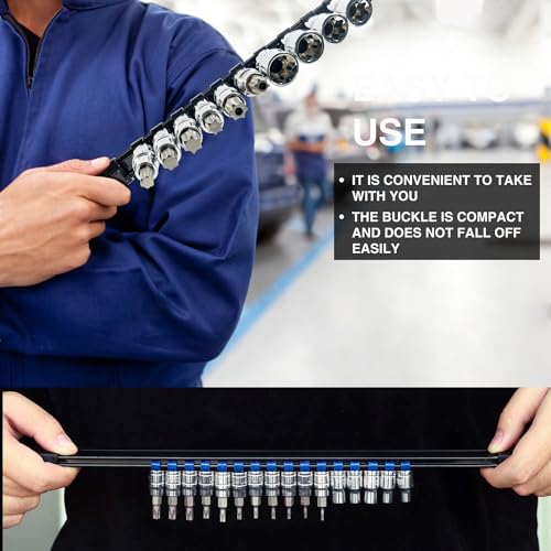 Image of AMM 9-Piece Socket Organizer, 1 /2 inch, 3 /8 inch and 1 /4 inch Drive ABS Tools-Blue Socket Holder,Heavy Duty Socket Racks, Premium Quality Socket Clip Rail Holder,The best tool trays in the garage