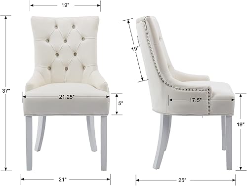 Miniatura 10 de Sillas de comedor de terciopelo modernas copetudas, sillas de comedor laterales de granja, sillas de cocina, sillas Parsons con patas de madera